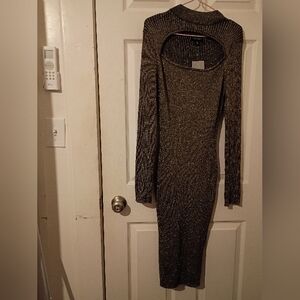 Say What Black 🖤 Shimmery Gold Sweater Dress